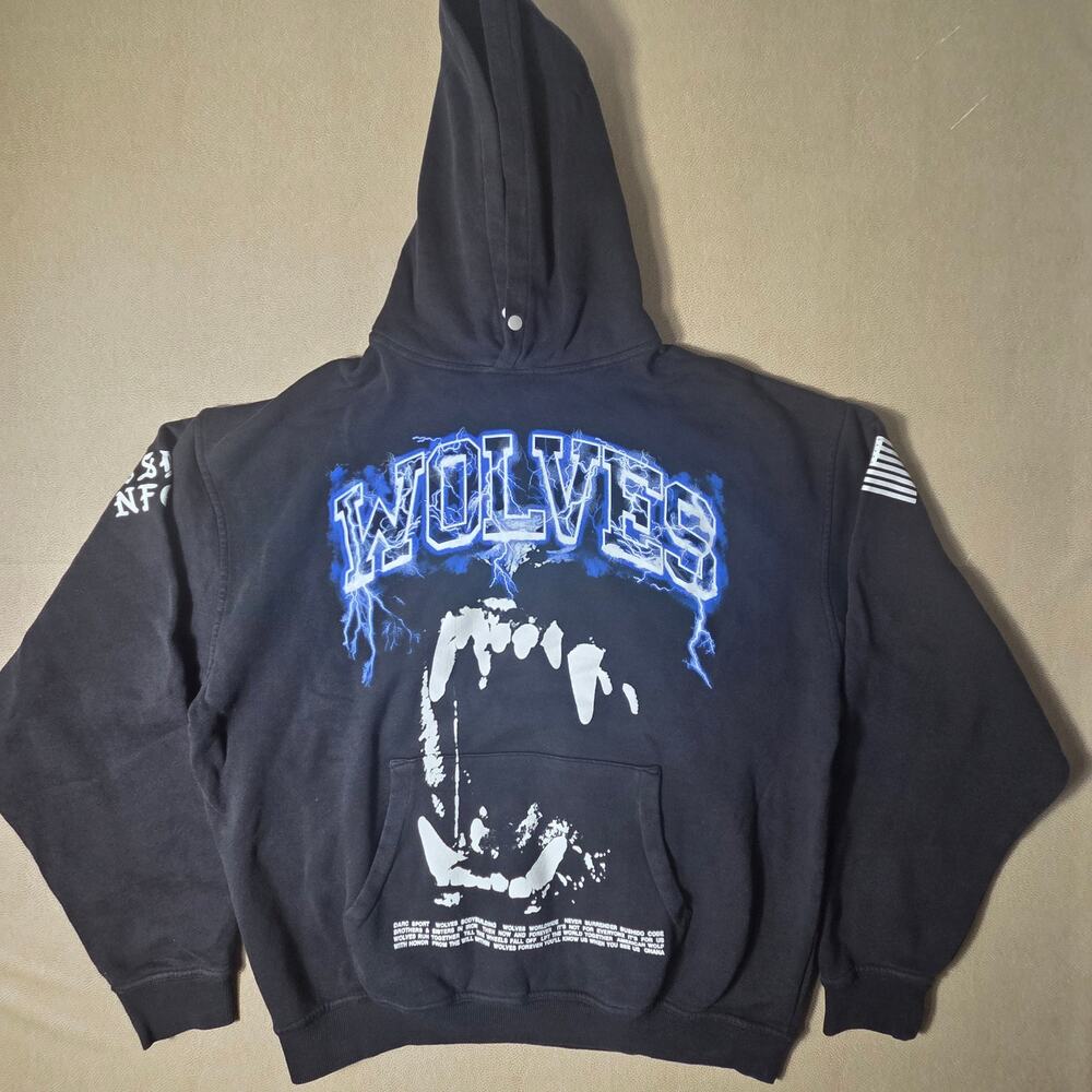 Darc Sport Blood Thunder Vintage Pierce Hoodie Large Black Blue Wolves 614/1000